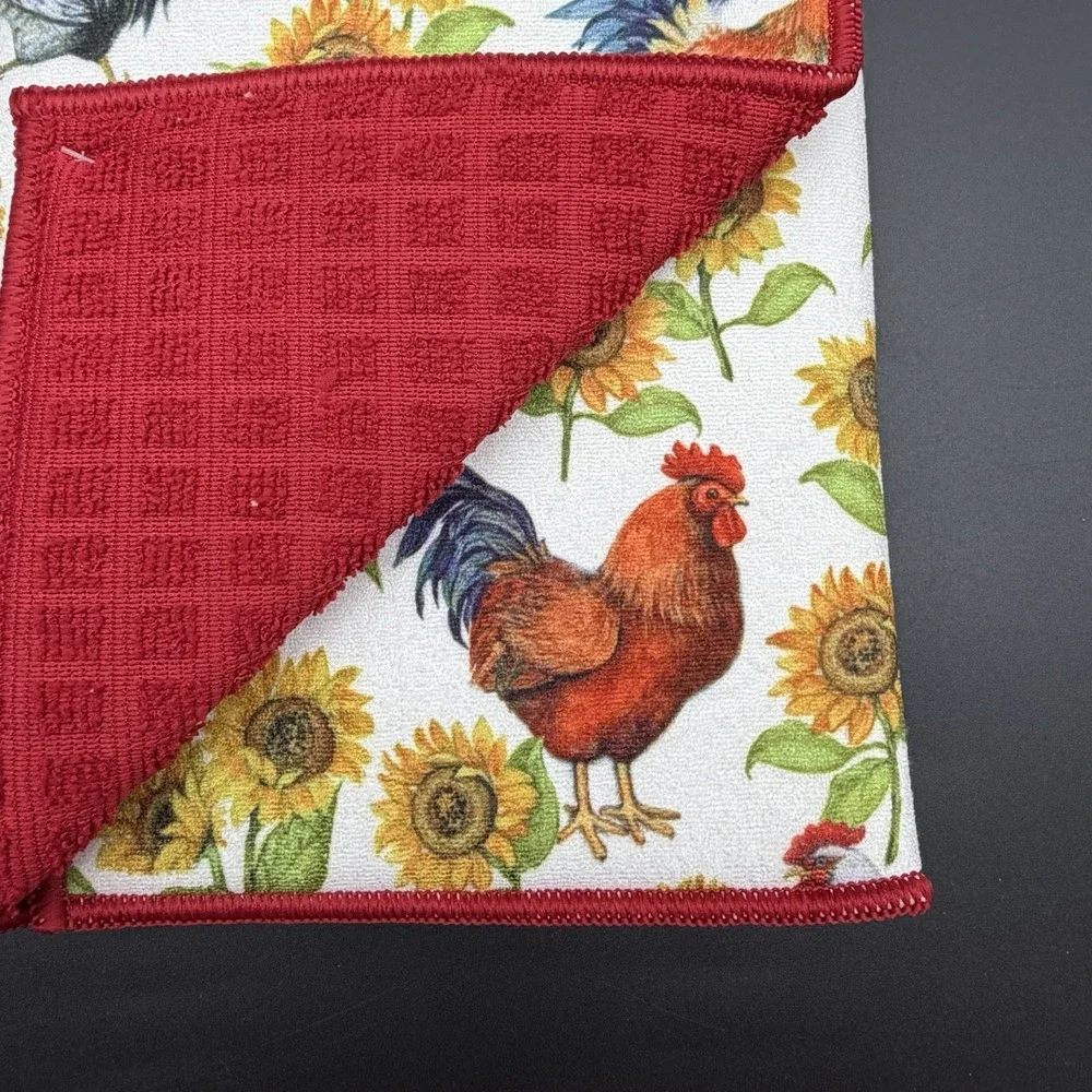 Cracker Barrel Farmhouse Rooster Chicken Dish Drying Mat Polyester Kitchen Decor